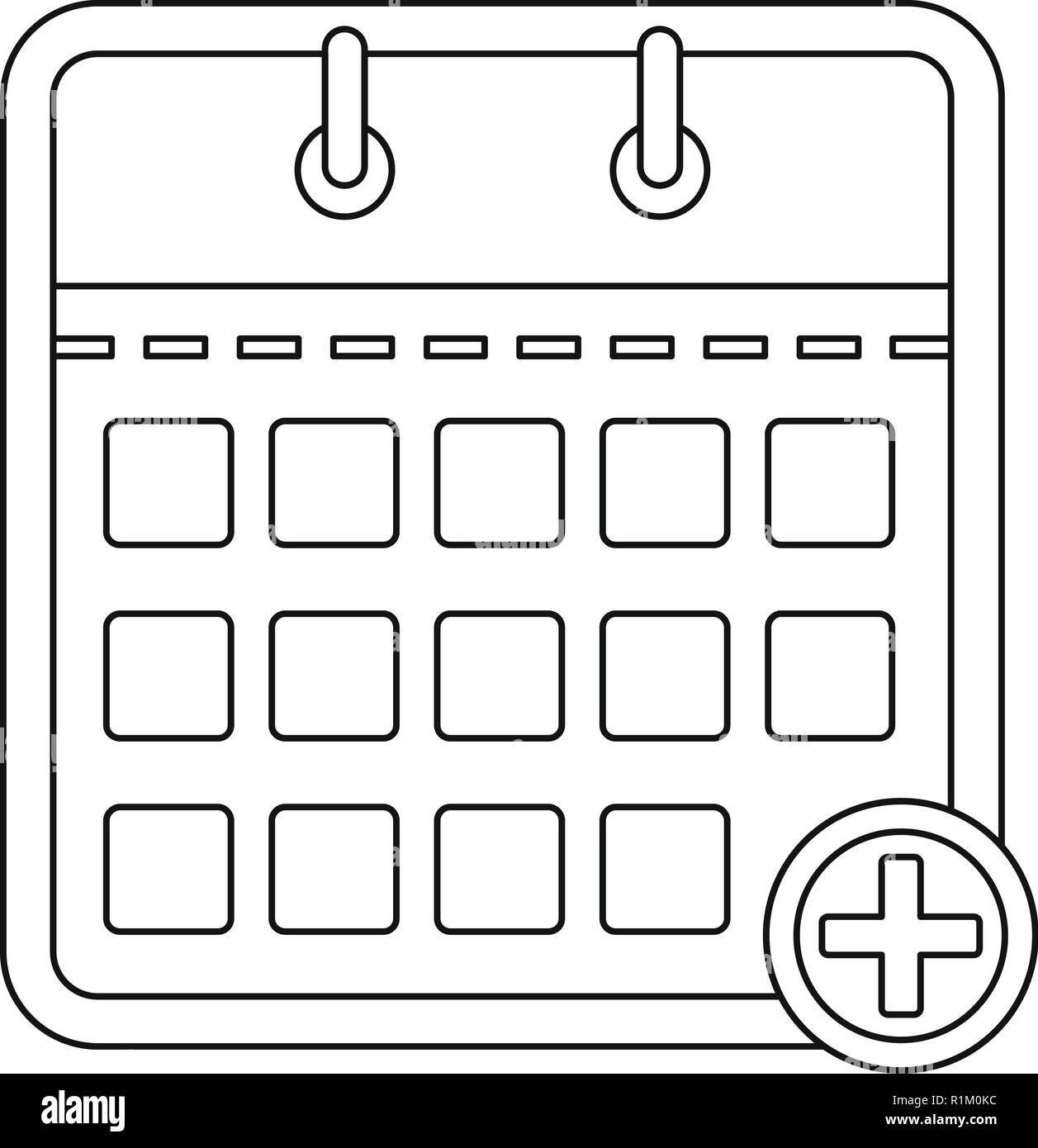 Calendar with plus icon. Outline illustration of calendar with plus ...