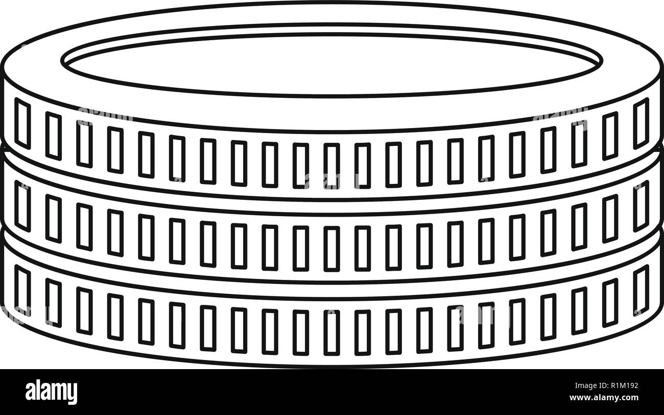 Round coin icon. Outline illustration of round coin vector icon for web ...