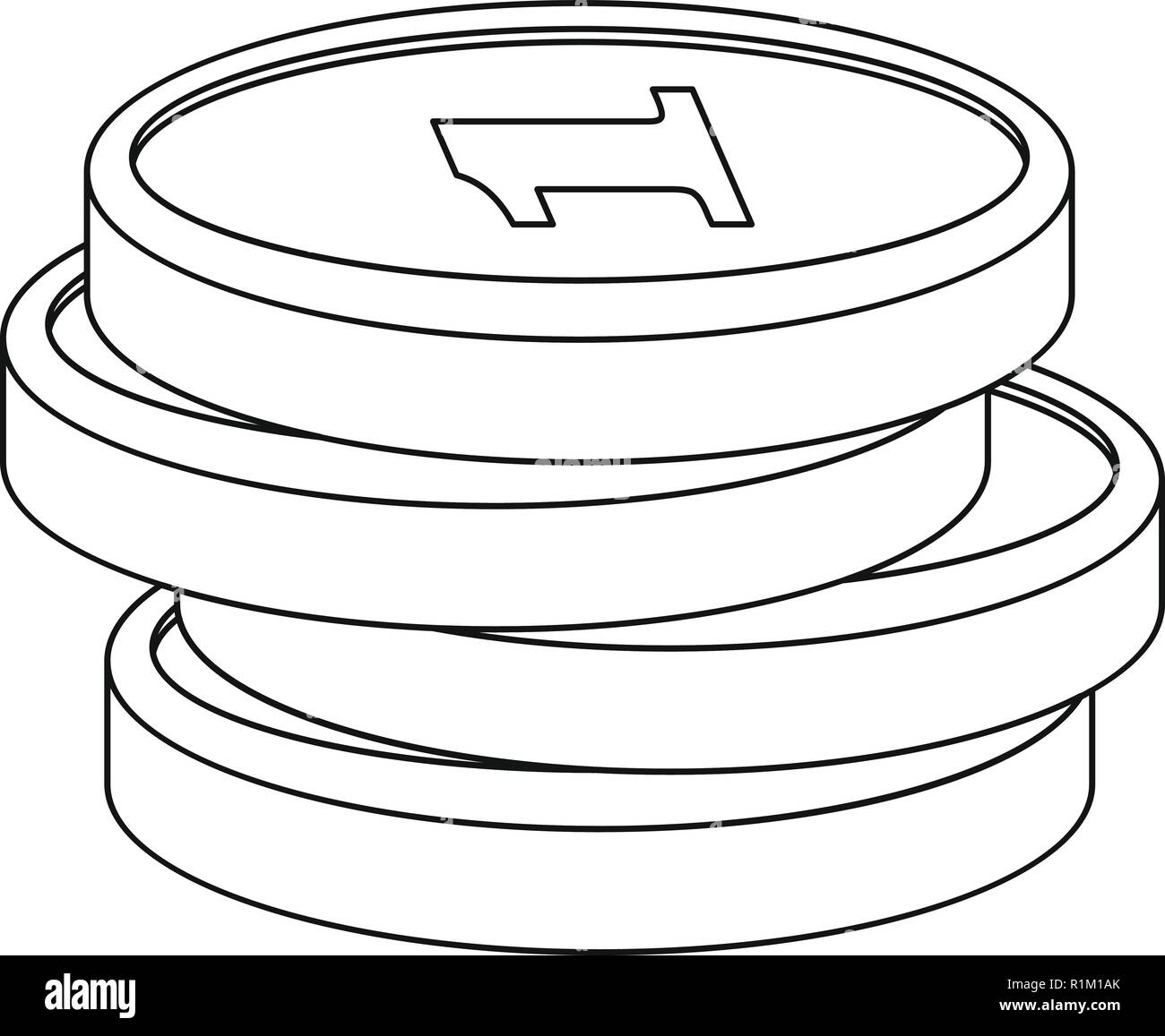 Ruble coin icon. Outline illustration of ruble coin vector icon for web ...