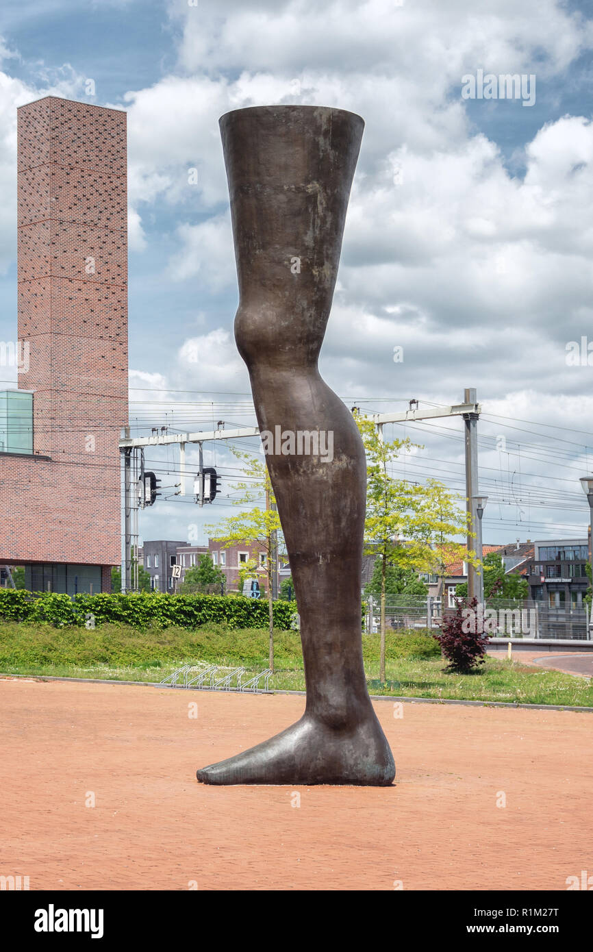 Amersfoort, Netherlands, May 17, 2015: The six meter high modern artwork Noch Einmal on the station square in the city of Amersfoort in The Netherland Stock Photo