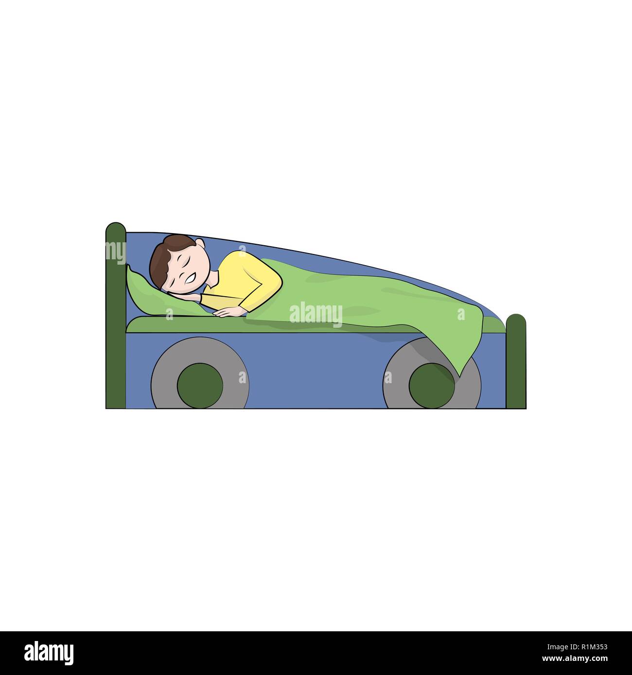 The boy is sleeping on the bed. Vector color illustration Stock Vector ...