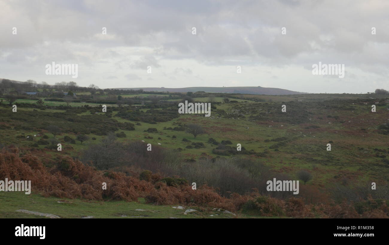 Dartmoor: facing East from the middle of the National Park Stock Photo