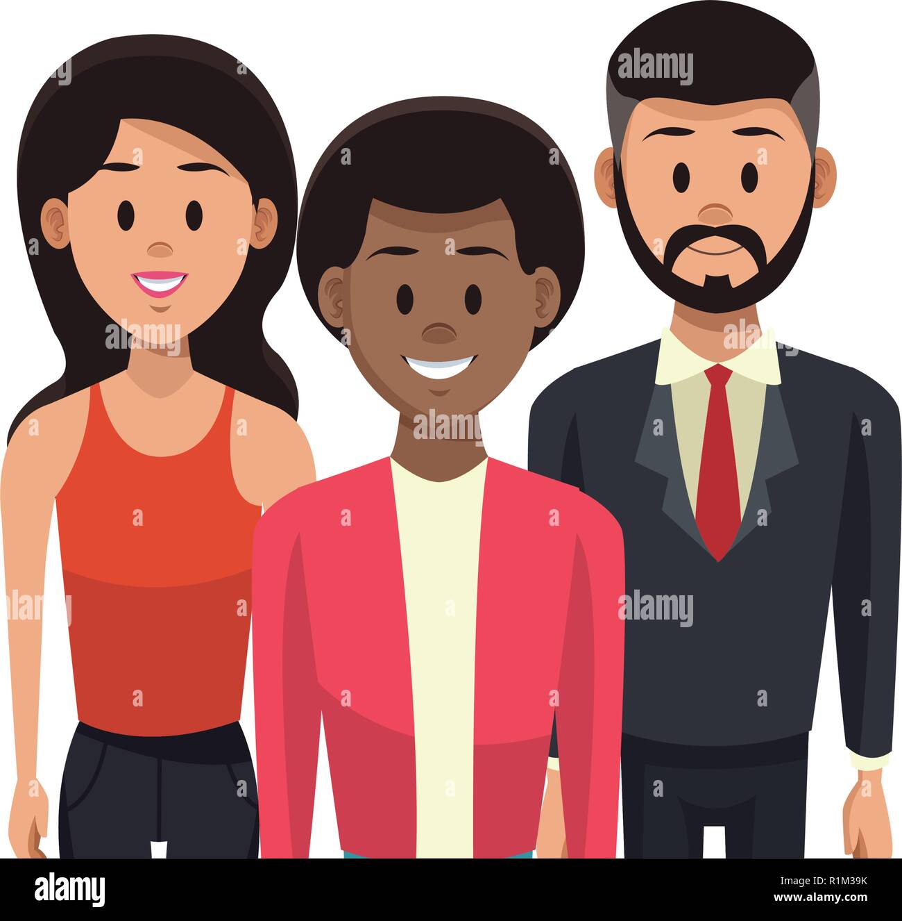 Young women and men cartoon vector illustration graphic design Stock ...