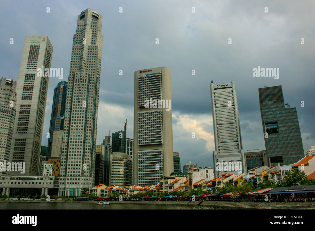 Traditional houses of the old port, Boat Quay, Singapore Stock Photo