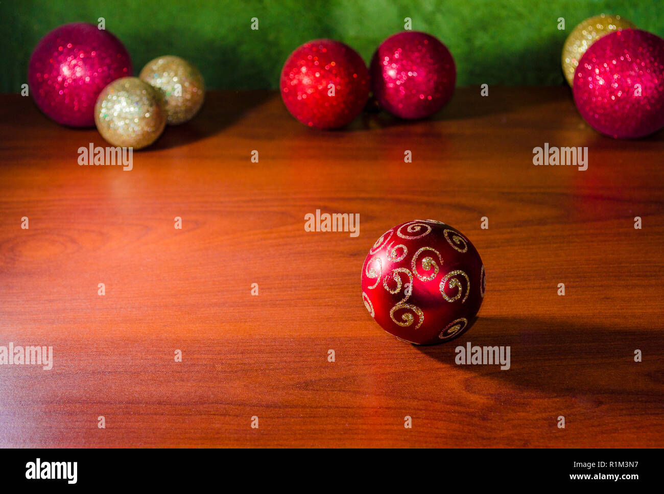 christmas background with shiny ball ornaments Stock Photo