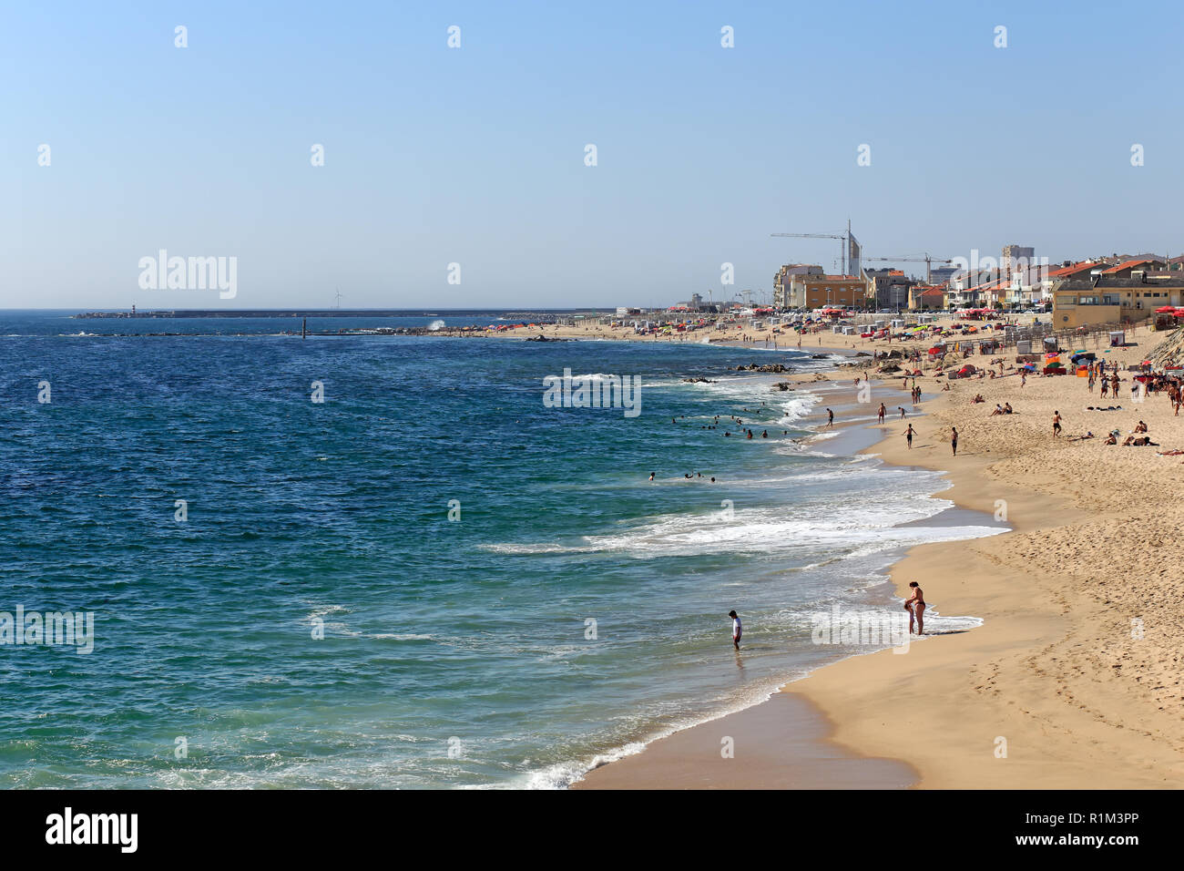 Vila do Conde, Portugal - June 19, 2015: beautiful beach during early summer in the north of Portugal Stock Photo