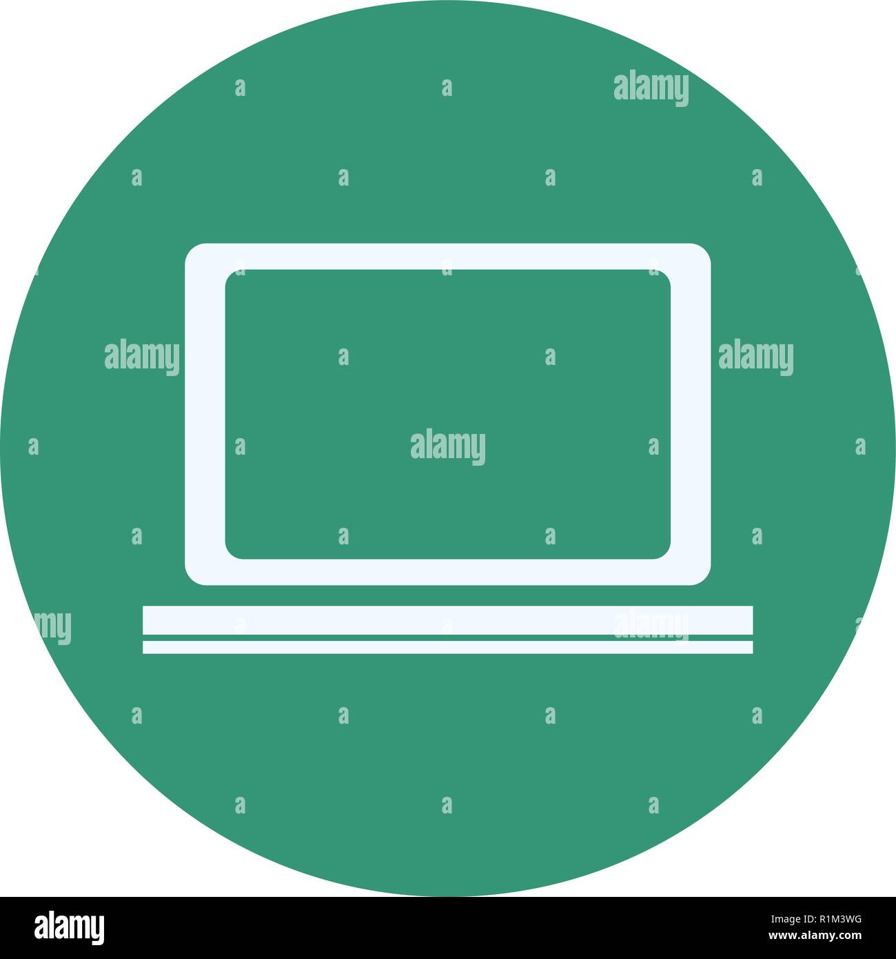 Laptop computer technology green round icon vector illustration graphic ...
