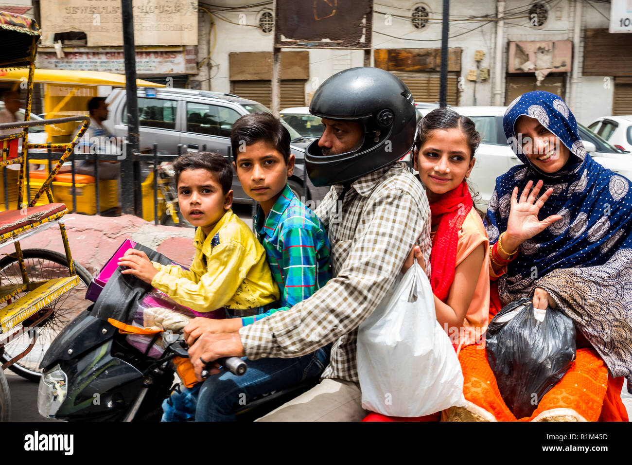 Indian family on scooter hires stock photography and images Alamy