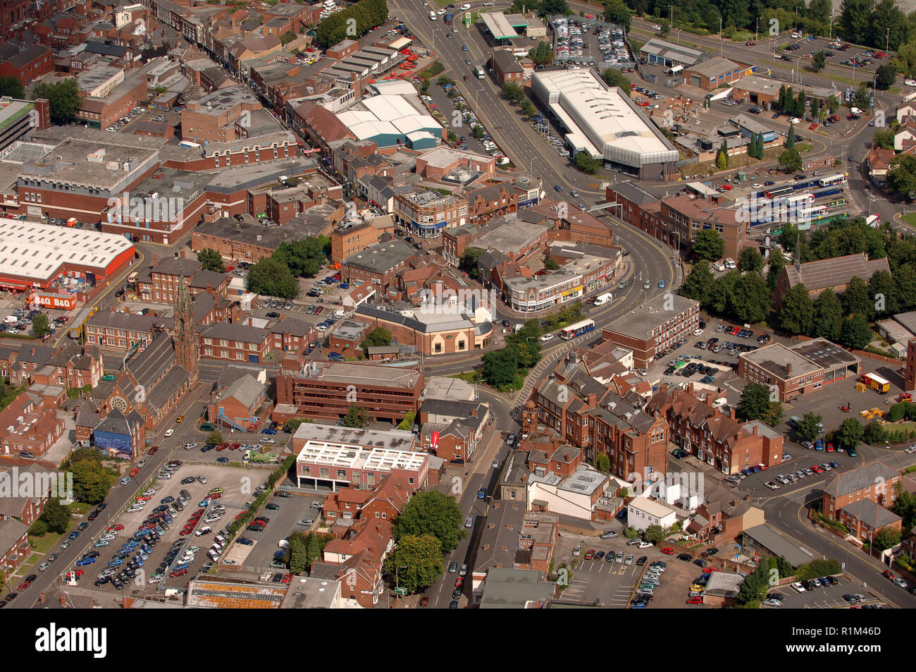 Aerial view of Stourbridge town centre, West Midlands, Uk Stock Photo