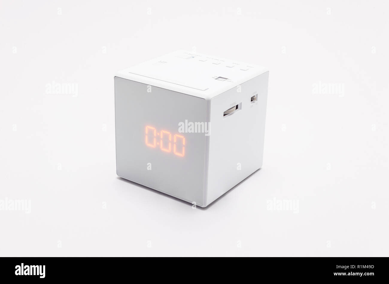 White, square digital clock on white background with clipping path Stock Photo Alamy