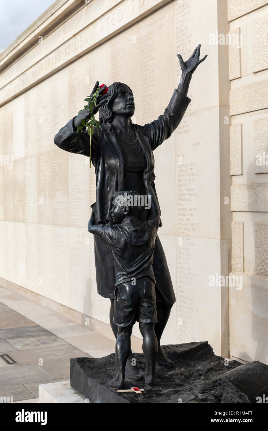 Part of The Stretcher Bearers sculpture showing the distraught mother ...