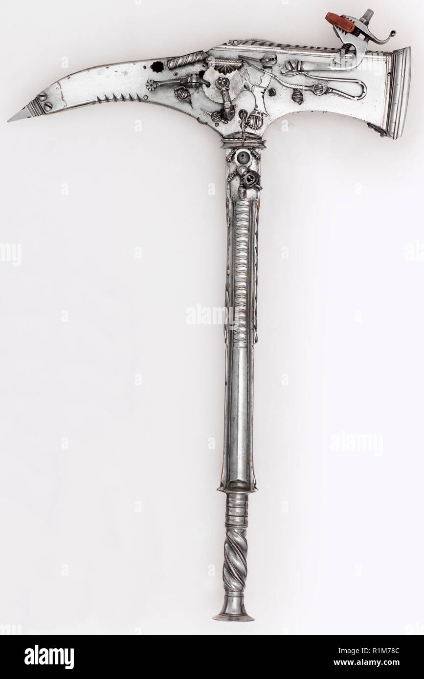 Combination axe and wheellock pistol. Spanish or German, early 17th century Stock Photo Alamy
