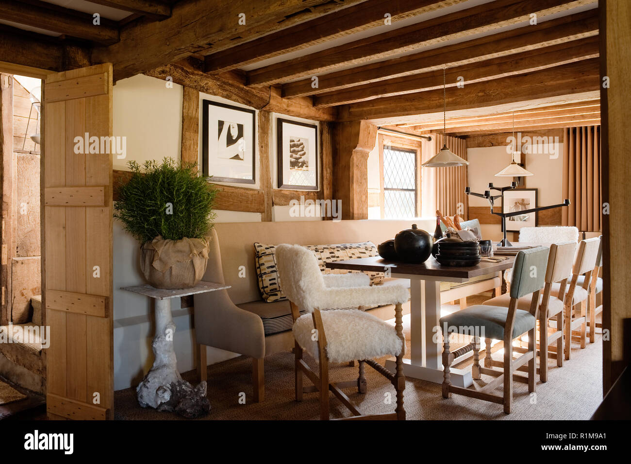 Rustic dining room Stock Photo