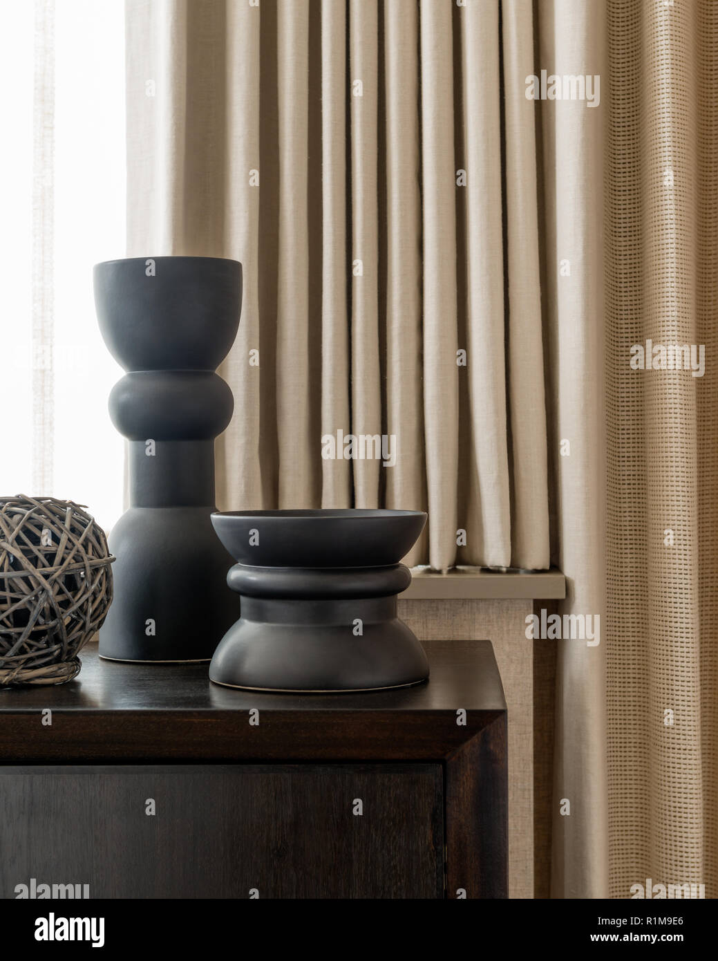 Black sculpture on table Stock Photo Alamy