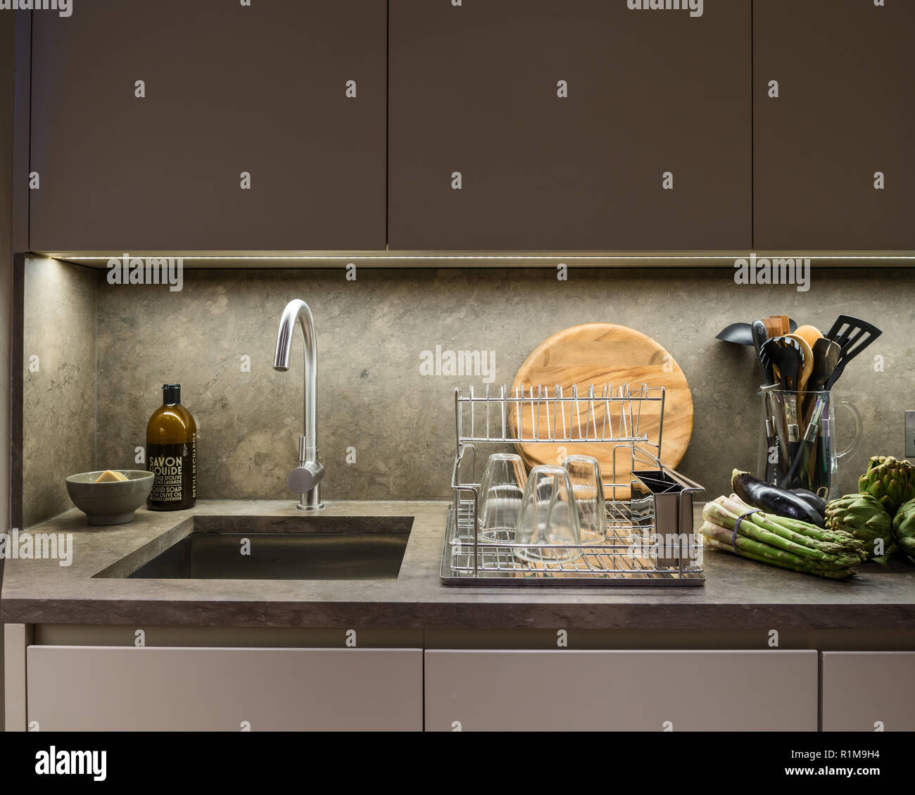 Grey modern kitchen Stock Photo
