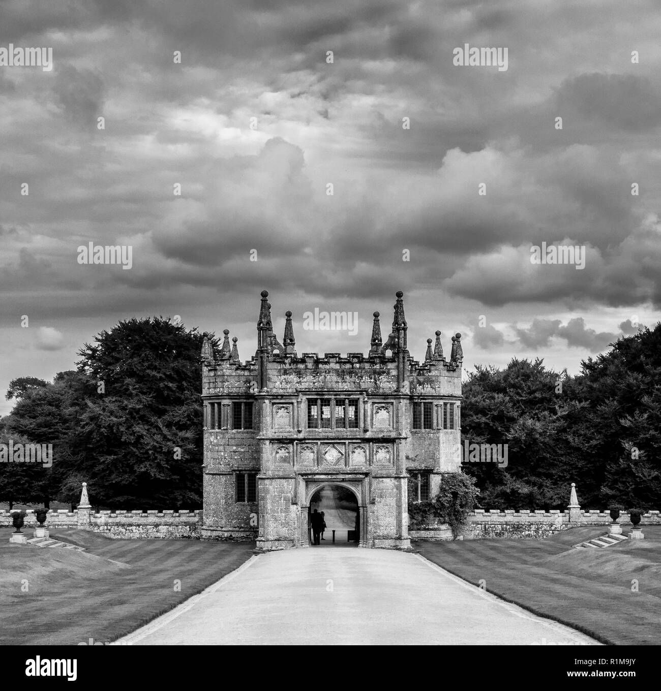The entrance gatehouse at the National Trust Lanhydrock Estate, Bodmin, Cornwall in the UK Stock Photo