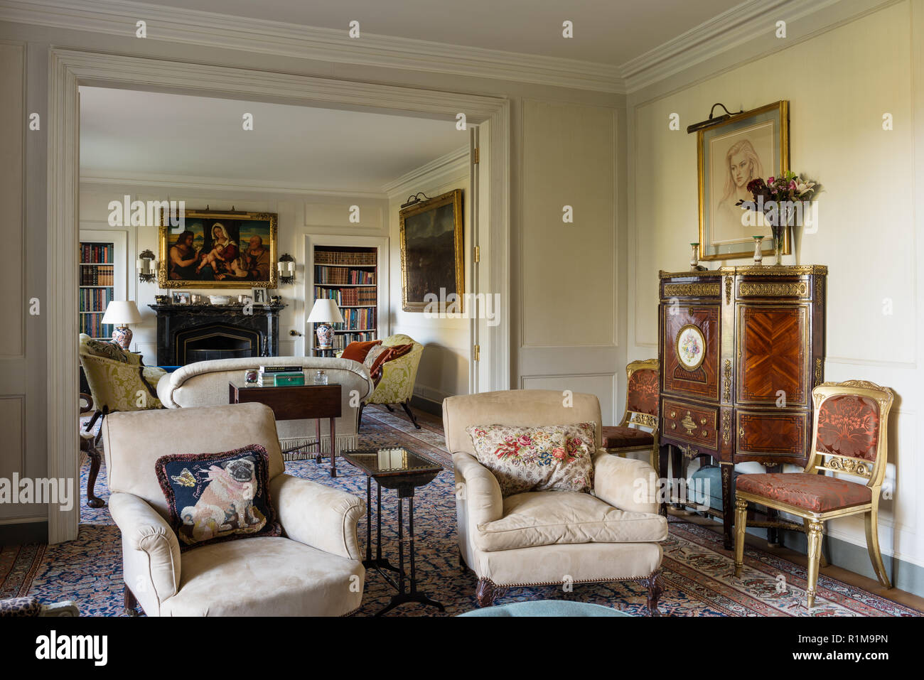 Living room with antiques Stock Photo