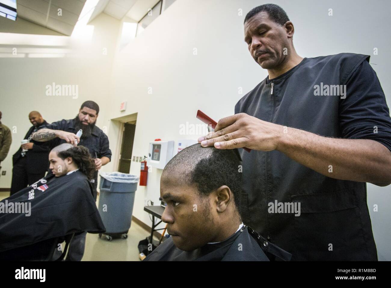 A New Jersey Youth ChalleNGe Academy Class 49 candidate has his hair cut during in-processing at the Joint Military and Family Assistance Center at the National Guard Armory in Bordentown, ., Oct. A New Jersey Youth ChalleNGe Academy Class 49 candidate has his hair cut during in-processing at the Joint Military and Family Assistance Center at the National Guard Armory in Bordentown, ., Oct.