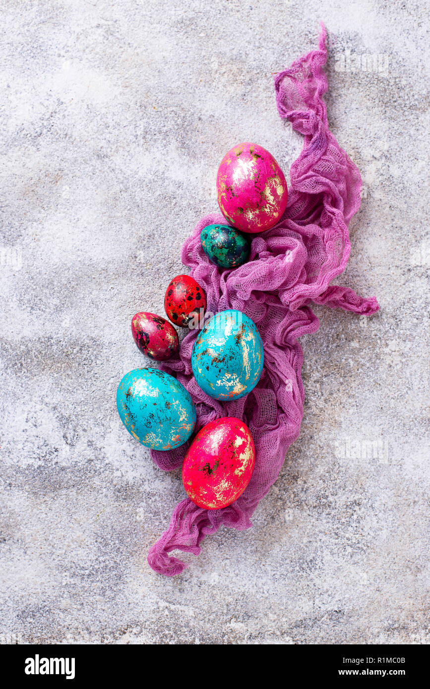 Easter eggs with stone or marble effect Stock Photo