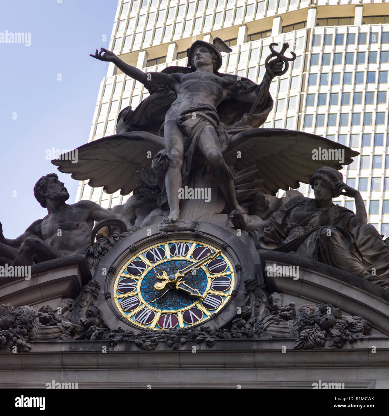 Clock and Statue outside Grand Central Terminal, Manhattan, New York
