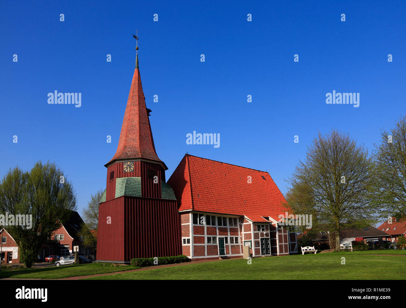 Gruenendeich, St.Marien-Church, Altes Land, Lower Saxony, Germany, Europe Stock Photo