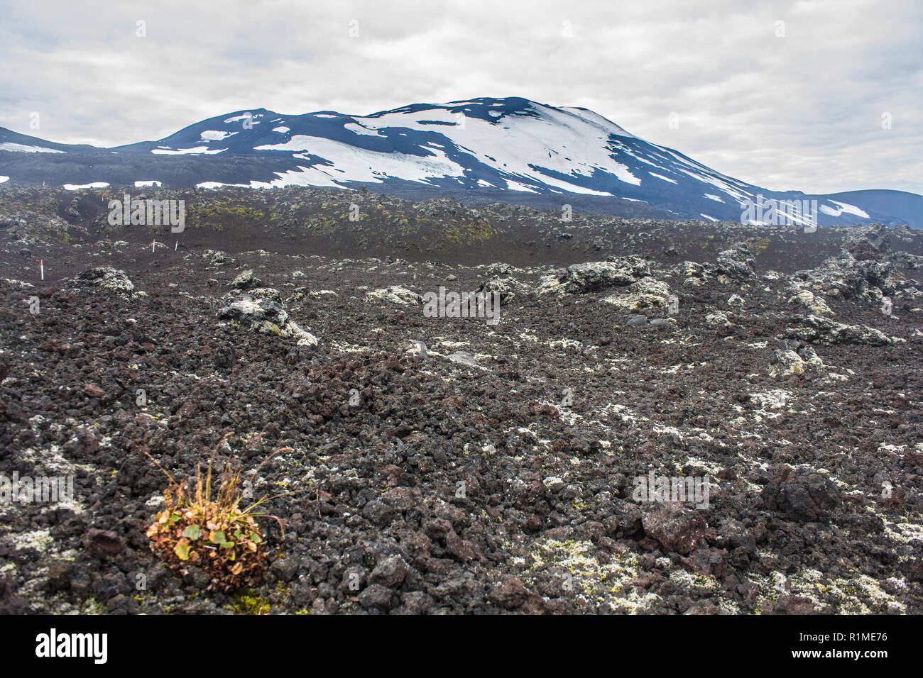 View up the active Hekla Volcano in Iceland Stock Photo