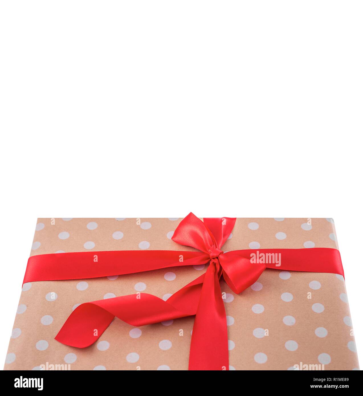 Gift box. Wrapping paper with polka dots Stock Photo Alamy