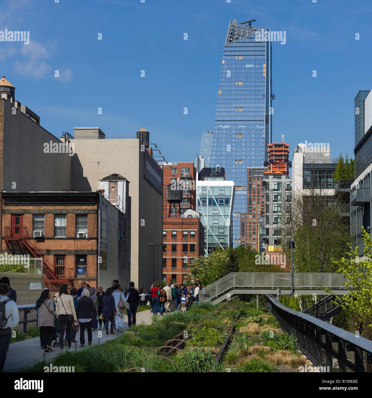 People Walking In High Line Park Manhattan New York City New York