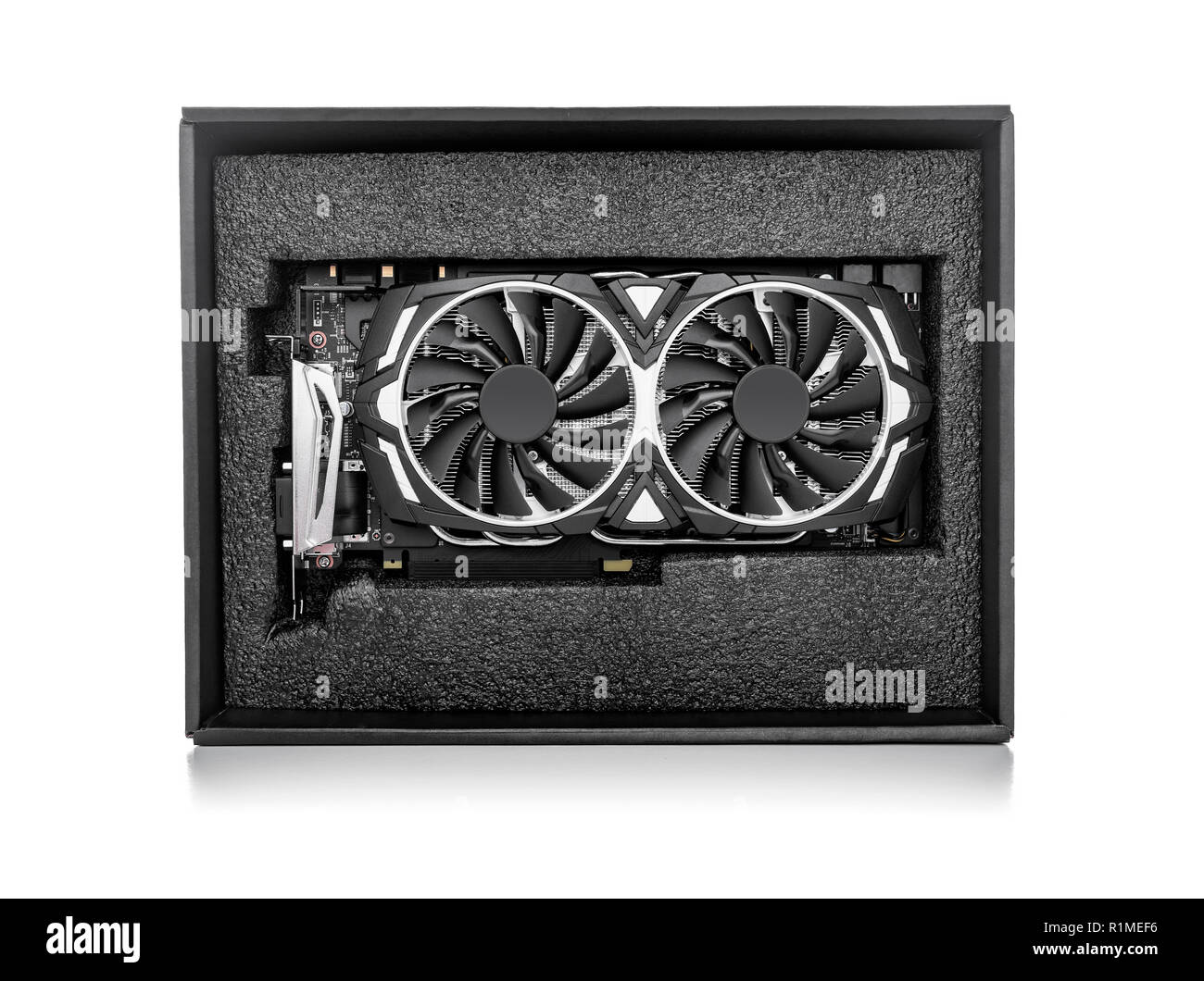 Computer gaming powerful graphic card close-up. Stock Photo