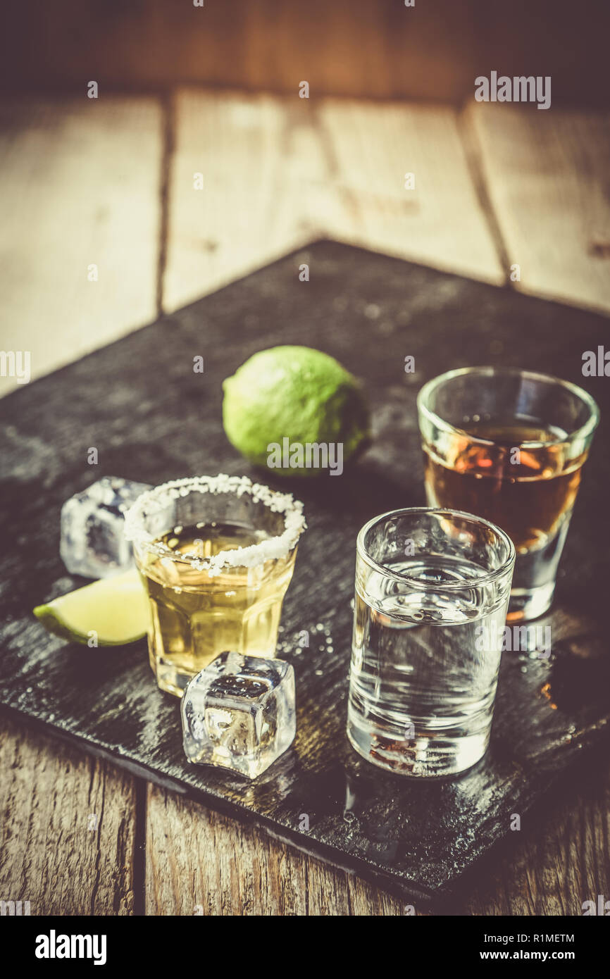 Selection of alcoholic drinks Stock Photo