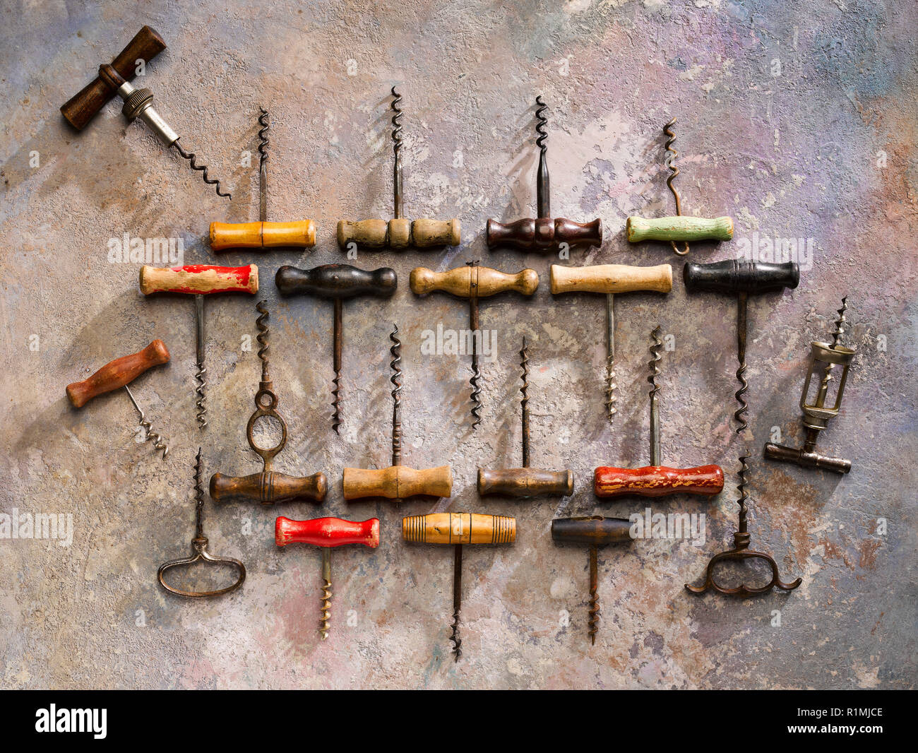 HyperFocal technique on arrangement of corkscrews Stock Photo