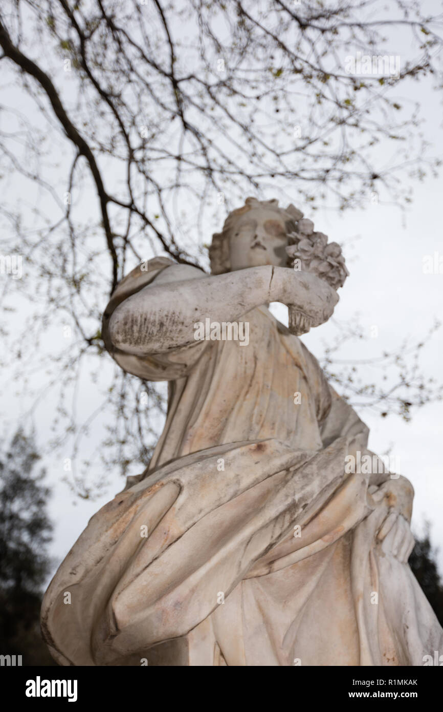 Marble statues in villa comunale of Naples Stock Photo Alamy