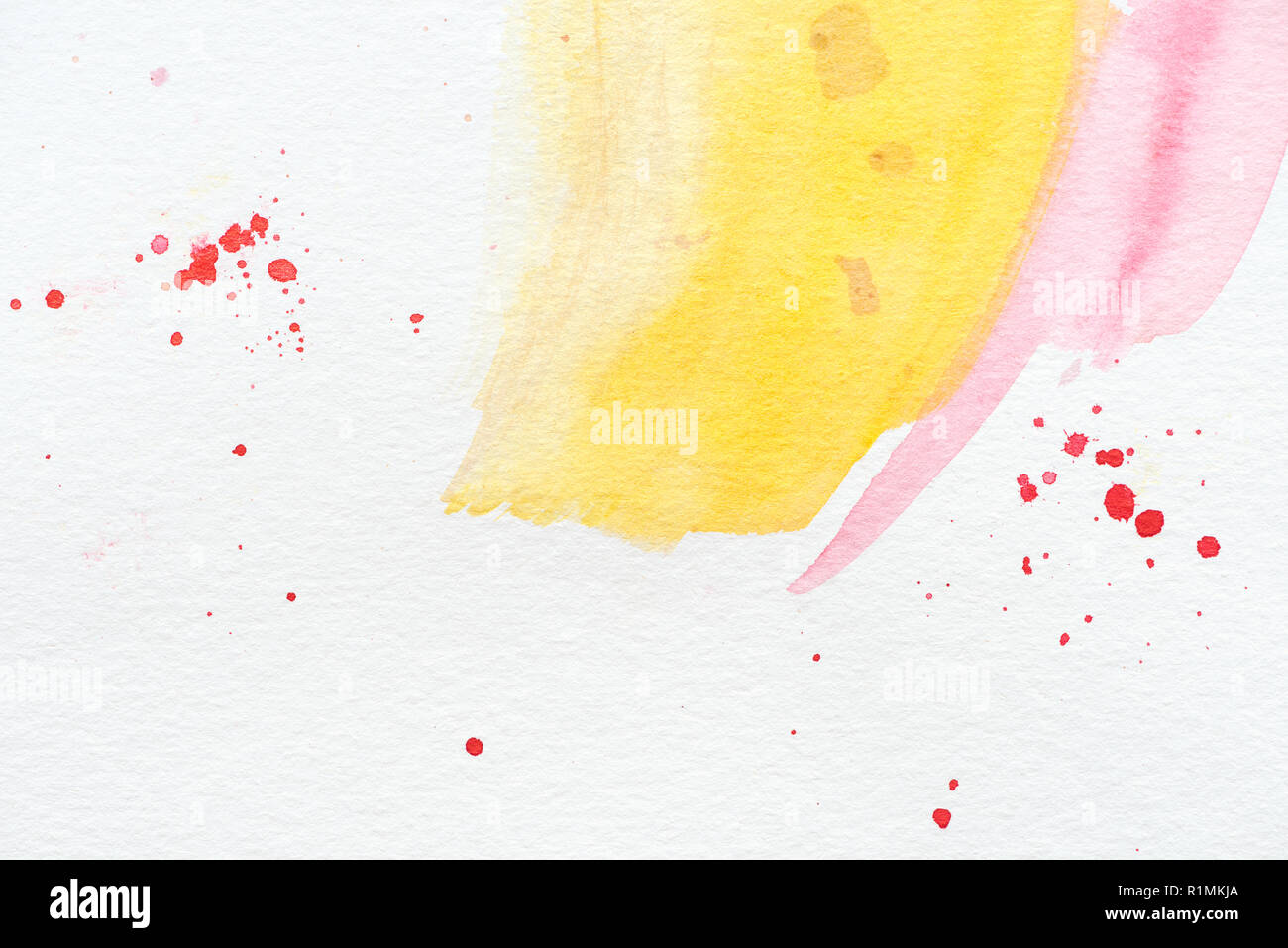 abstract background with yellow and pink watercolor strokes with red ...