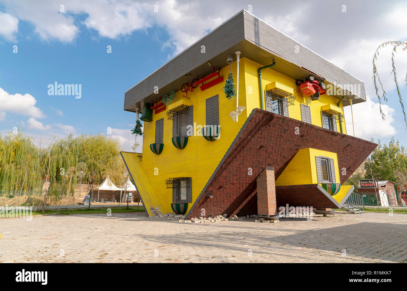 Ankara/Turkey - November 10 2018: Upside down house called tepetaklak ev in Turkish Stock Photo