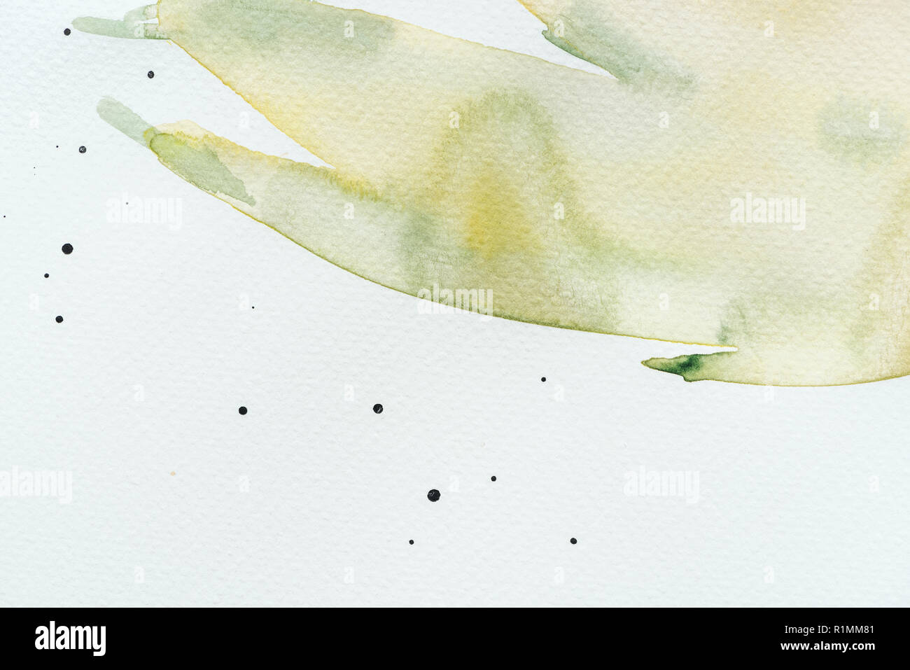 abstract green and yellow watercolor painting on white paper Stock ...