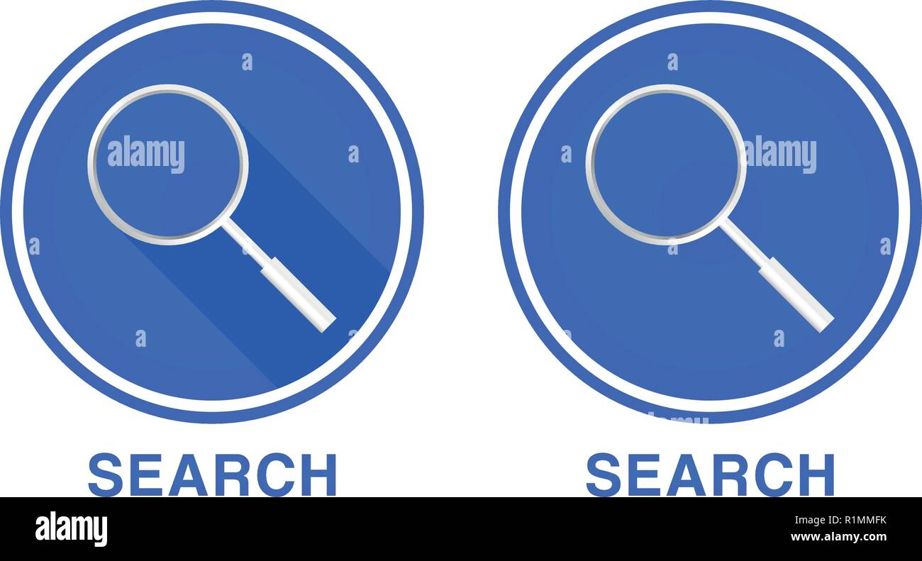 Round flat magnifier icon, Search icon. Two versions of icons Stock ...