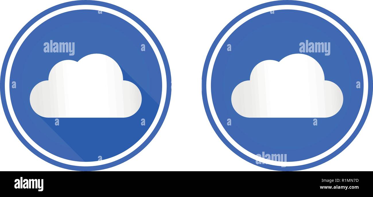 Cloud round flat icon, use colors blue, red and white Stock Vector
