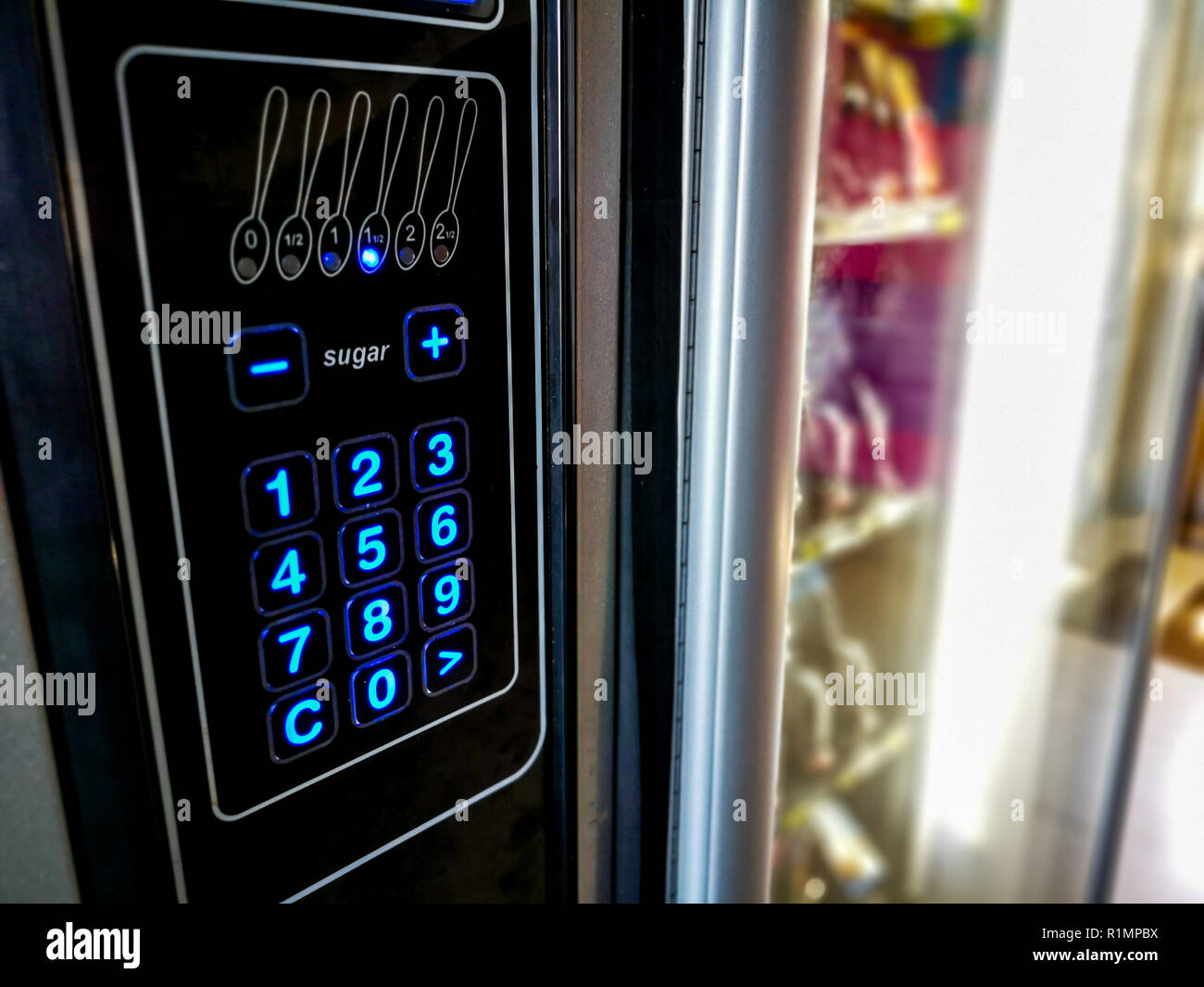 keypad vending machine food and drink corner Stock Photo