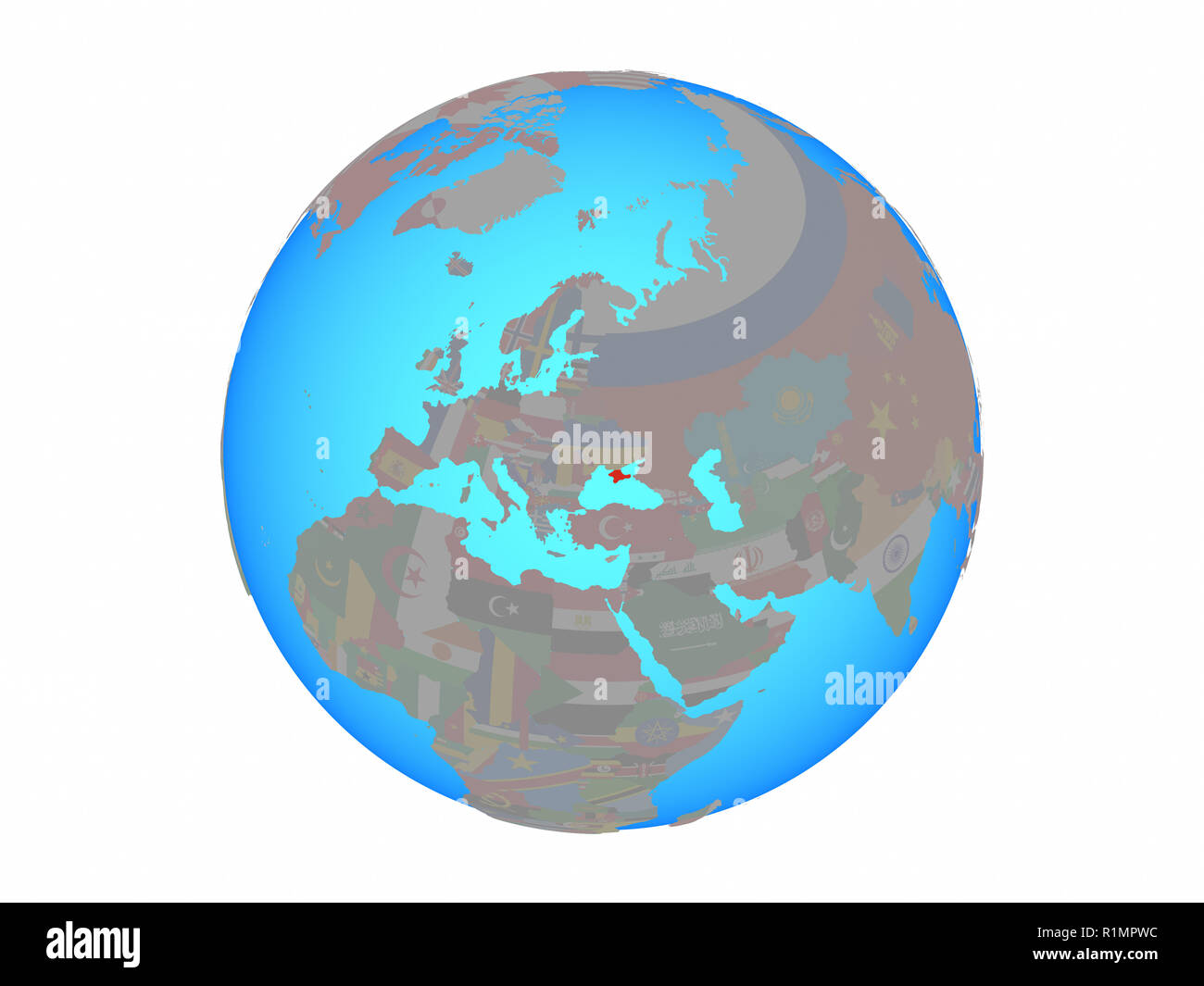 Crimea with national flag on blue political globe. 3D illustration ...