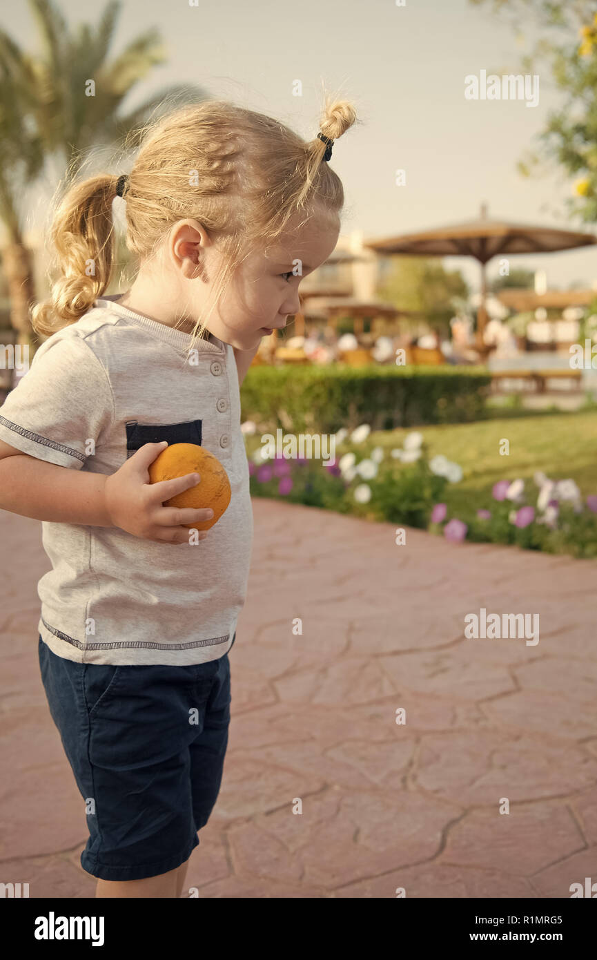Boy Or Adorable Child Small Little Kid With Blond Hair Ponytail