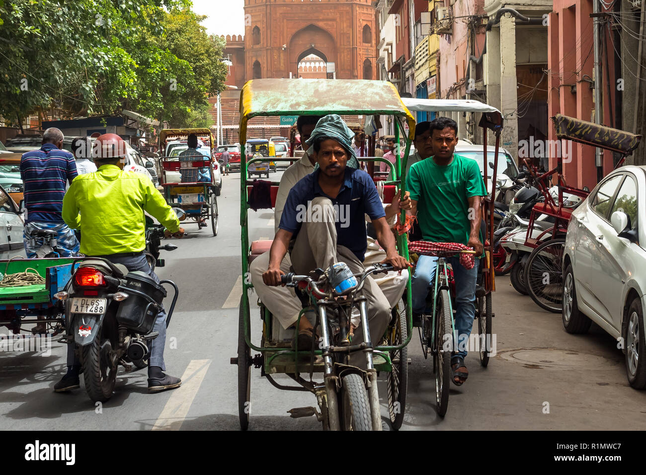 Traffic in Old Delhi. India 2018 Stock Photo