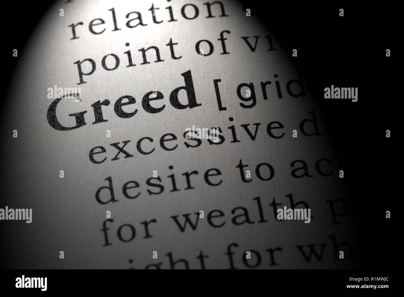 Fake Dictionary, Dictionary definition of the word greed . including