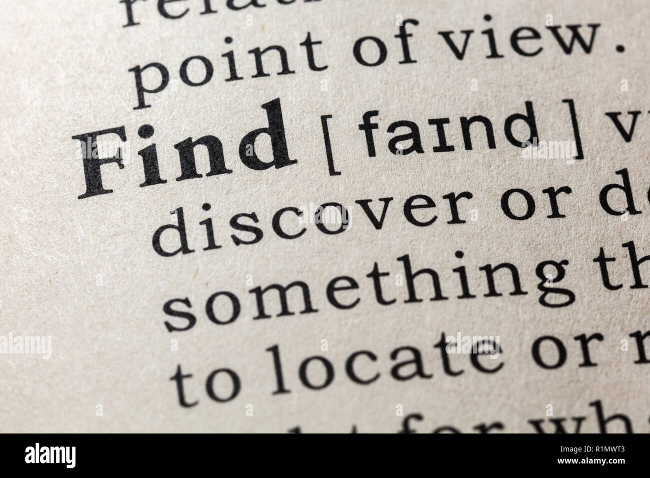 Fake Dictionary, Dictionary definition of the word find . including key