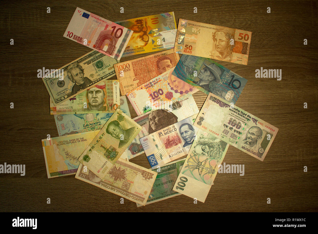 Currency notes from the world Stock Photo