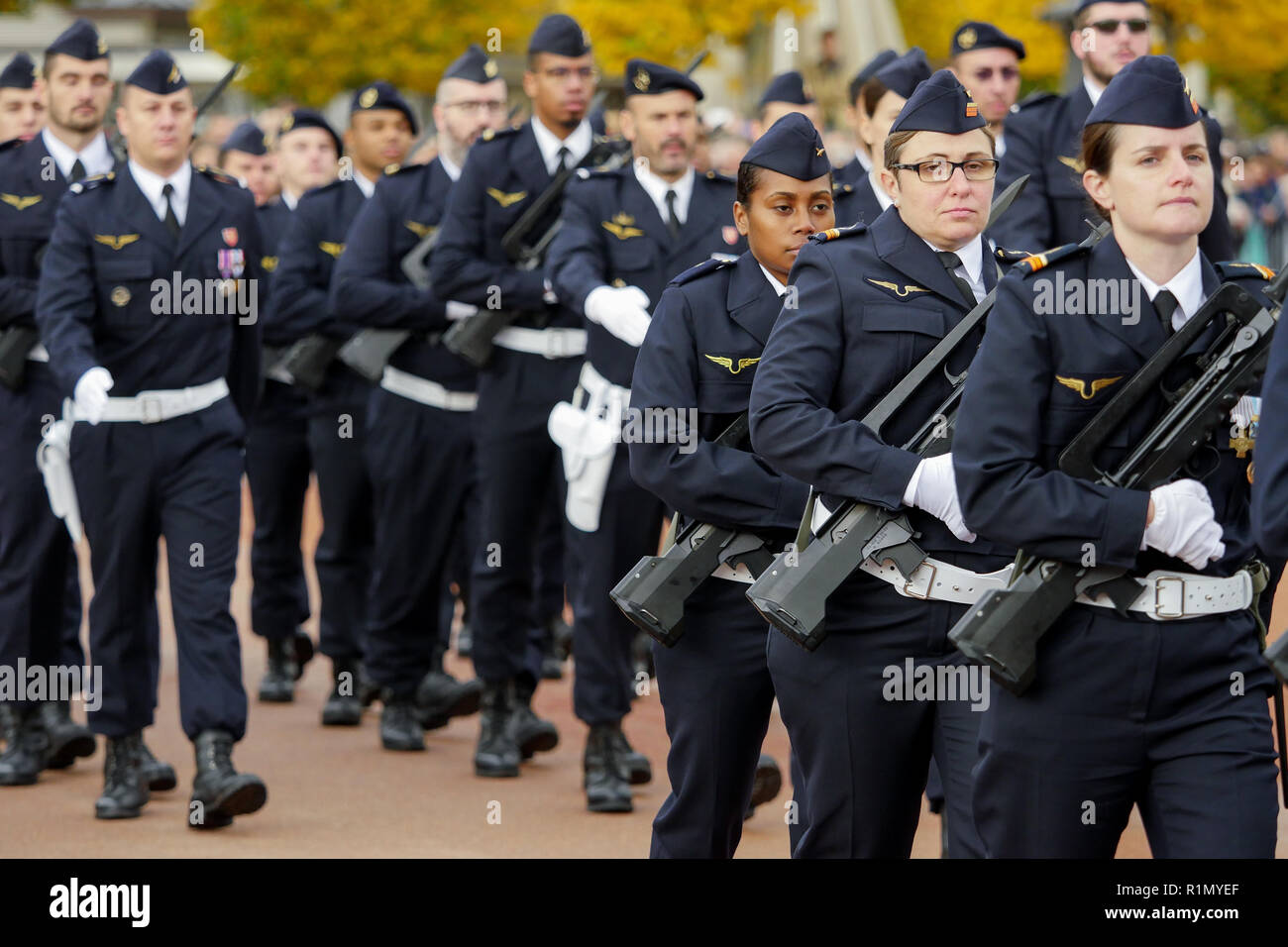French Air Force troopers attend the Commemoration ceremonies of the 100th  anniversary of 1918 Armistice, Lyon, France Stock Photo - Alamy