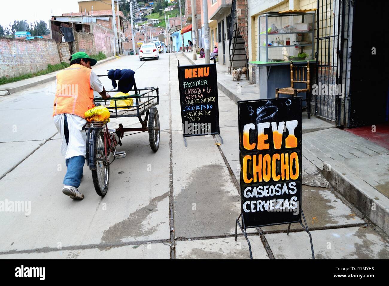 Cevicheria- Restaurant - Market in HUARAZ. Department of Ancash.PERU                     Stock Photo