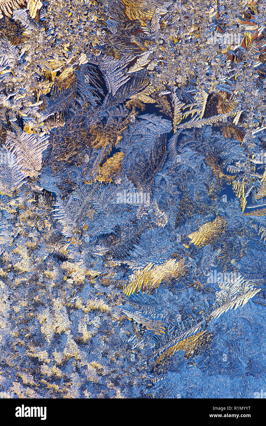Winter background, frost on window Stock Photo