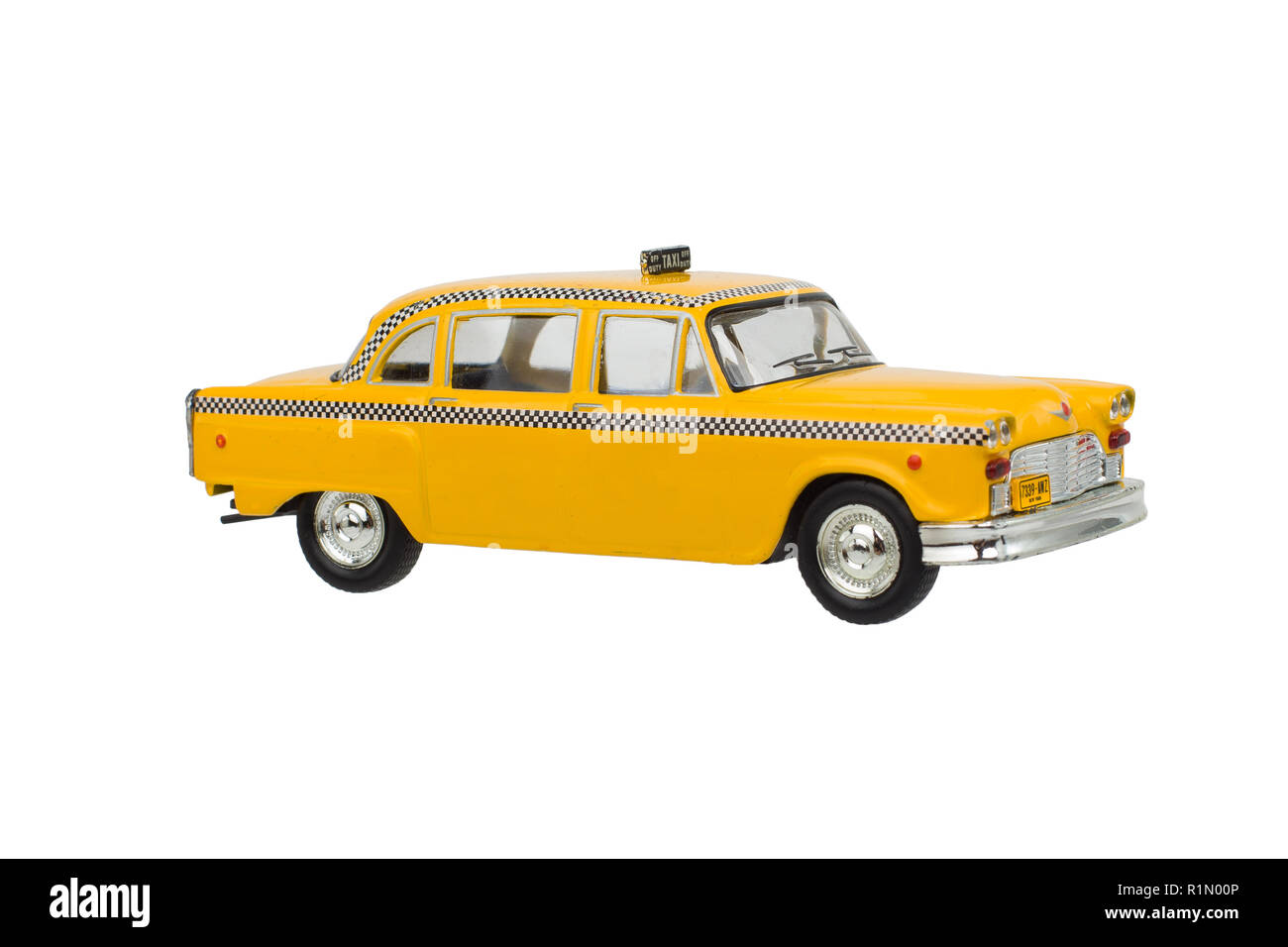 Taxi New York, Yellow Isoalted. New York Cab Toy. Stock Photo