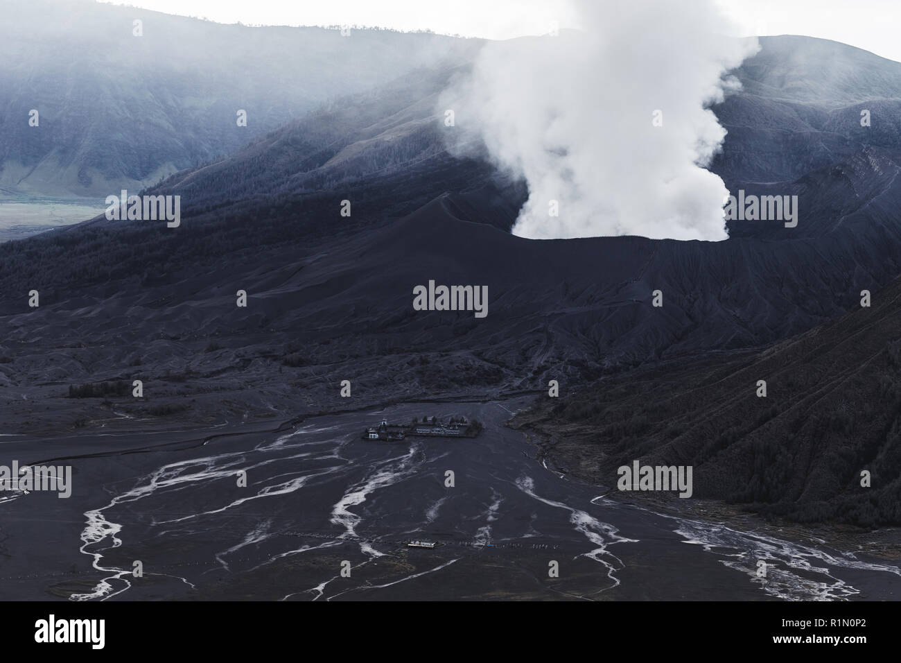 Bromo volcano eruption on Java island in Indonesia Stock Photo