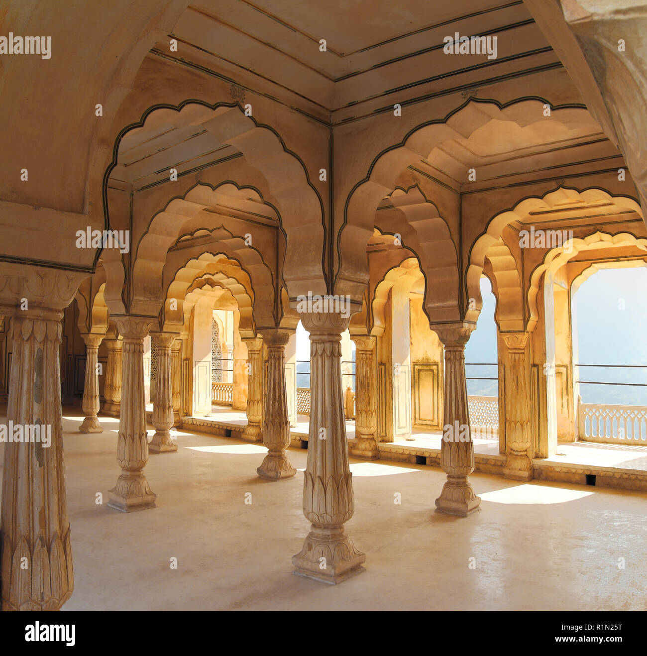 columns in palace - Jaipur India Stock Photo